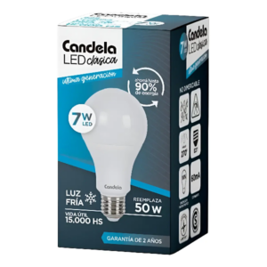 ámpara LED 7W E27 Luz Fría Equivalente 50W