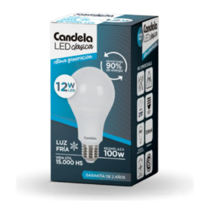 Lámpara LED Candela 12W Luz Fría Alta Luminosidad E27