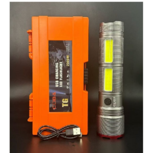 Linterna LED Potente Recargable USB Con Zoom COB Estuche y Correa